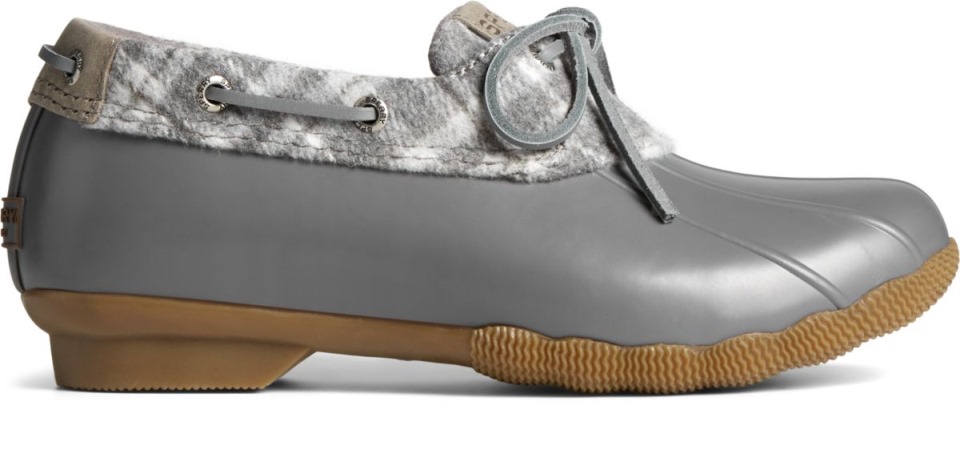 Bota De Pato De Lana A Cuadros Con 1 Ojo De Agua Salada Sperry Gris