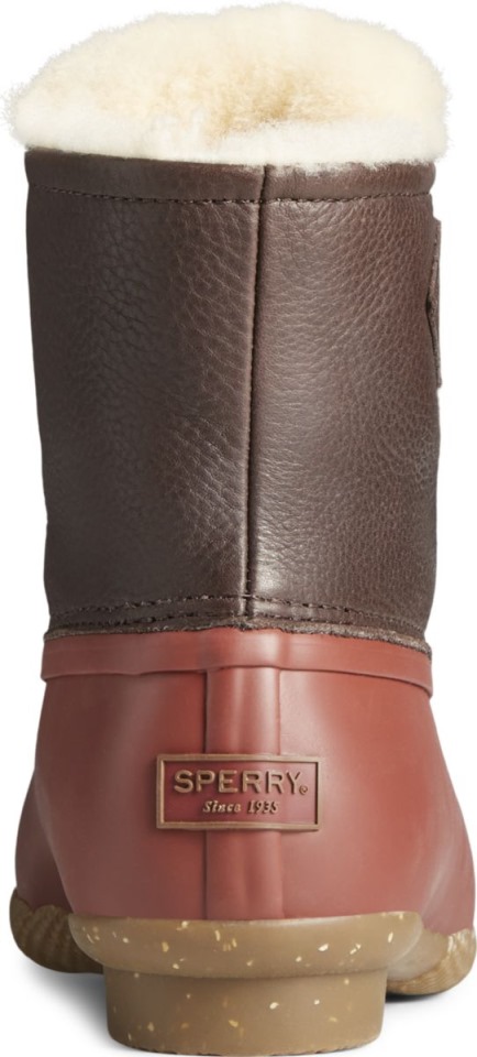 Bota De Pato De Cuero De Lujo De Invierno De Agua Salada Sperry Thinsulate Tan Rojo