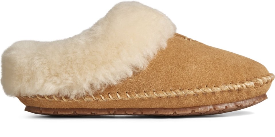 Zapatilla Tipo Zueco De Piel De Oveja Sperry Canela