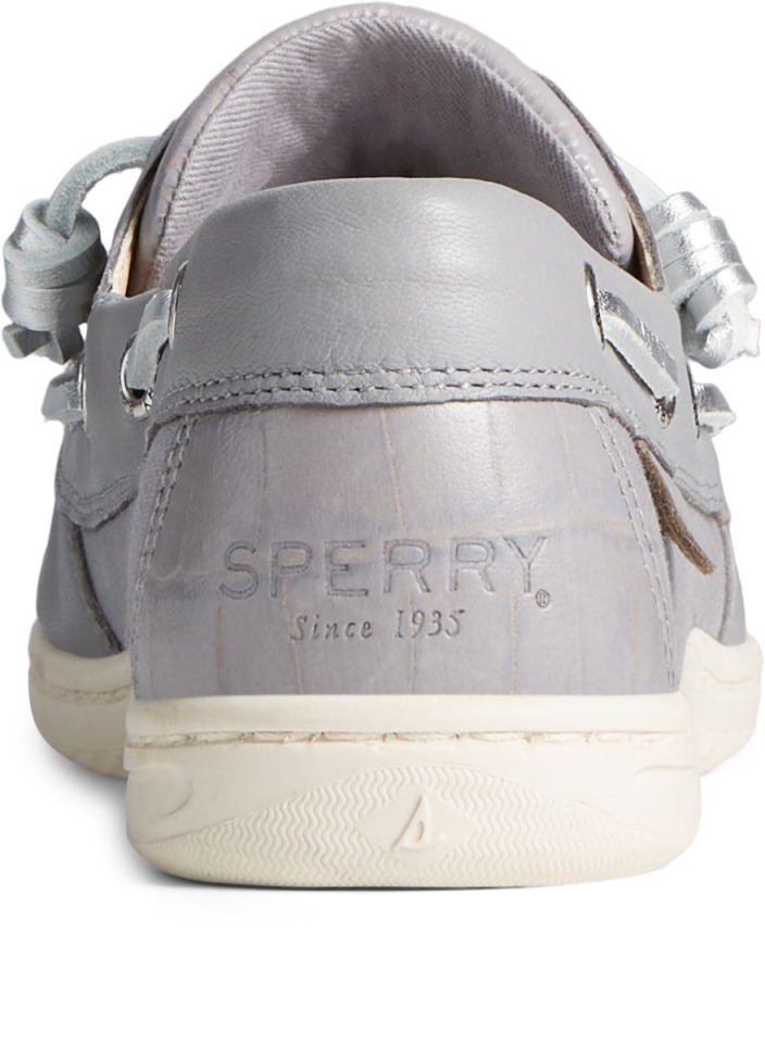 Náutico De Piel De Cocodrilo Con Pez Cantor Sperry Gris