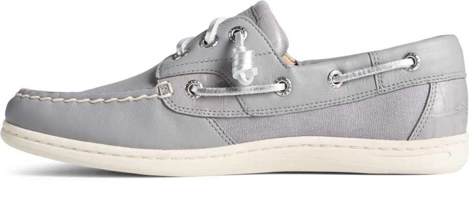 Náutico De Piel De Cocodrilo Con Pez Cantor Sperry Gris