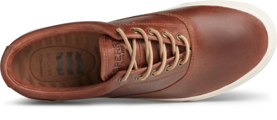 Zapatillas Sperry Striper Plushwave Cvo De Piel Tostado Oscuro