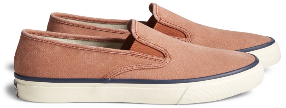Sperry Unisex Cloud Slip On Deck Zapatilla De Deporte Rojo Lavado