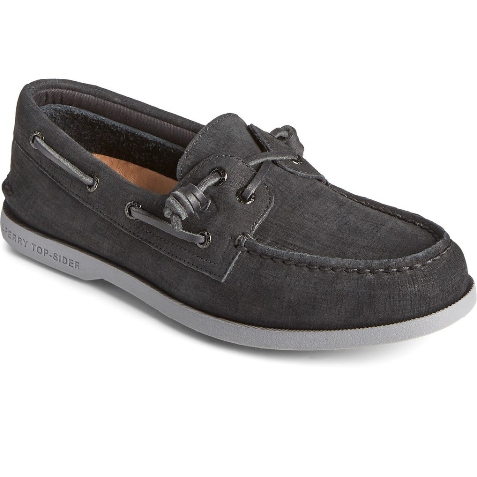 Sperry - Jaque Mate Original Y Auténtico Con 2 Ojales De Felpa Para Mujer, Color Negro