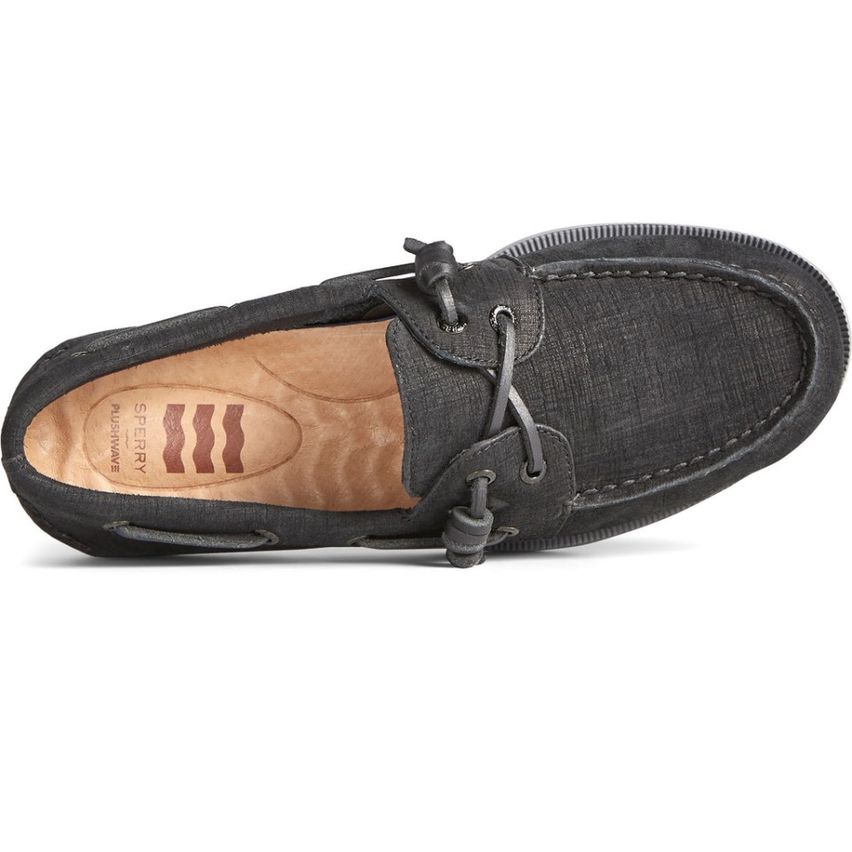 Sperry - Jaque Mate Original Y Auténtico Con 2 Ojales De Felpa Para Mujer, Color Negro