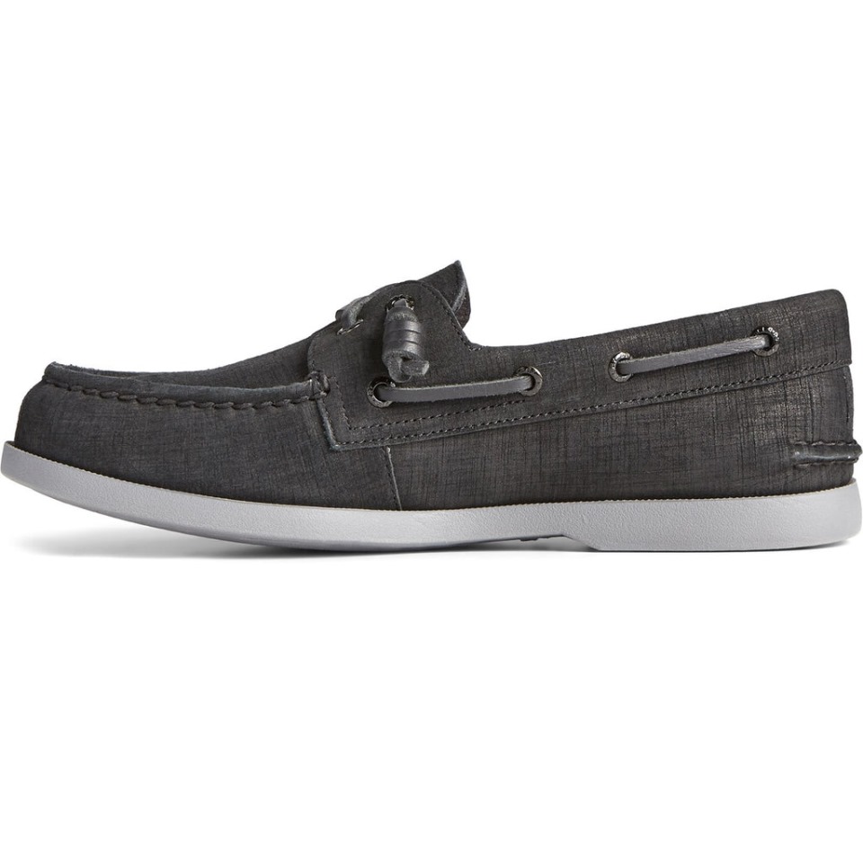 Sperry - Jaque Mate Original Y Auténtico Con 2 Ojales De Felpa Para Mujer, Color Negro