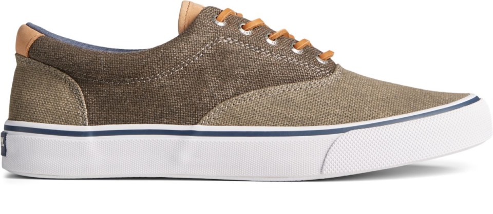 Zapatilla De Deporte De Lona Cerosa Striper Ii Cvo Verde Oliva Tonal Sperry
