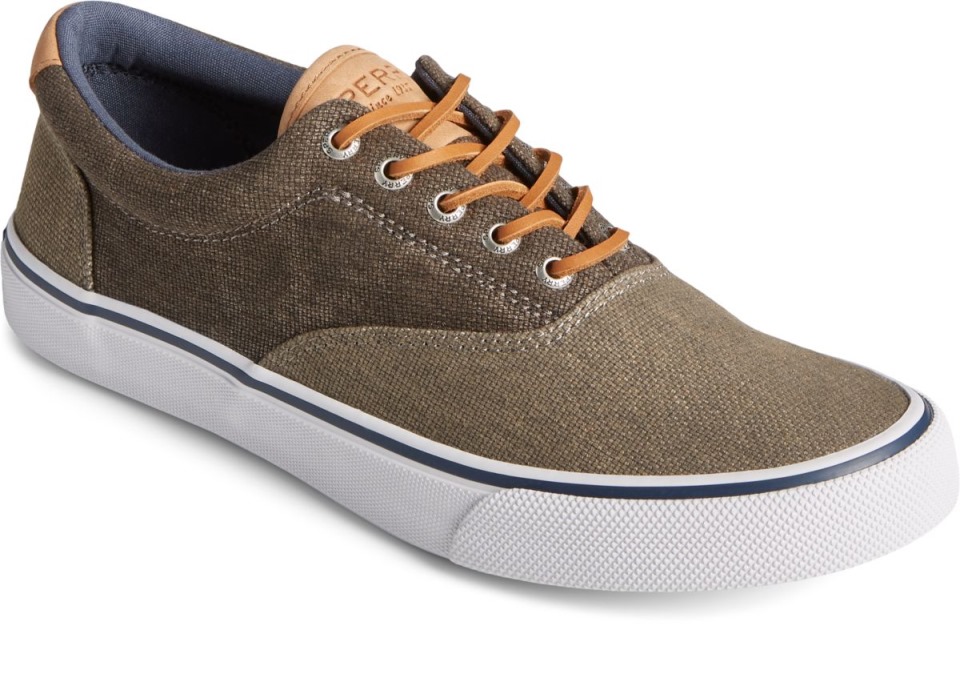 Zapatilla De Deporte De Lona Cerosa Striper Ii Cvo Verde Oliva Tonal Sperry