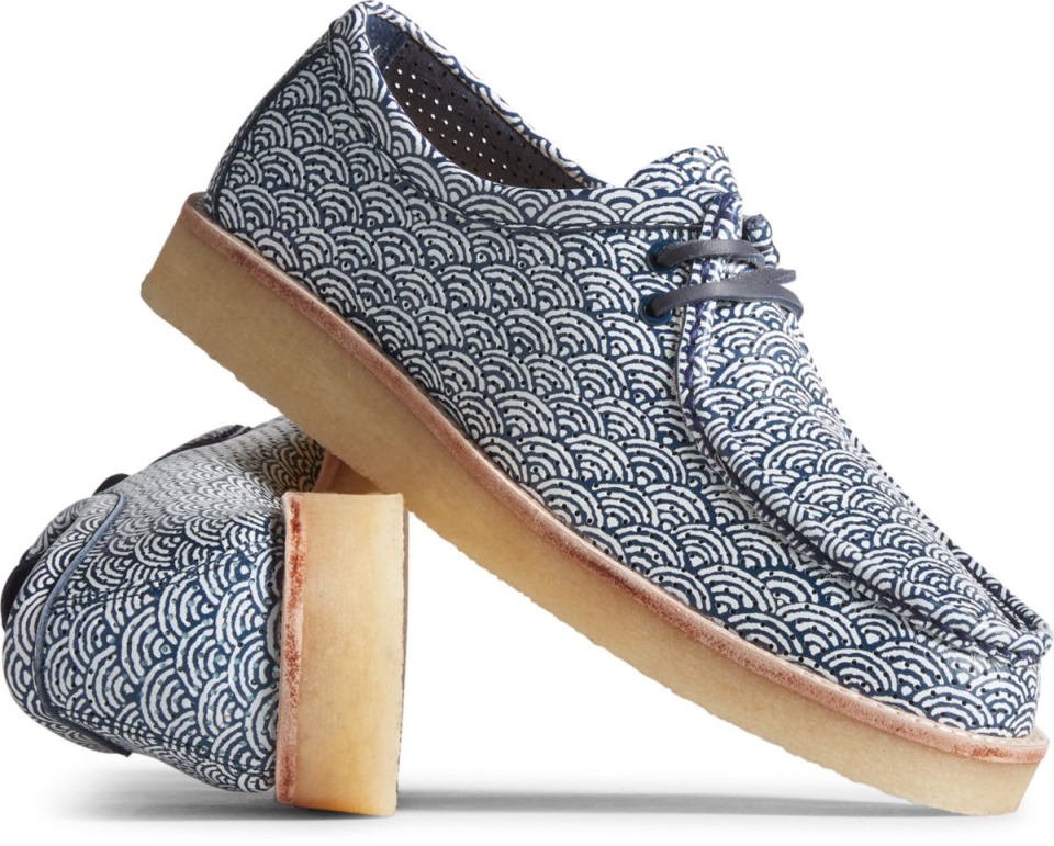 Estampado De Olas Del Capitán De La Nube Unisex Oxford Sperry Azul Marino