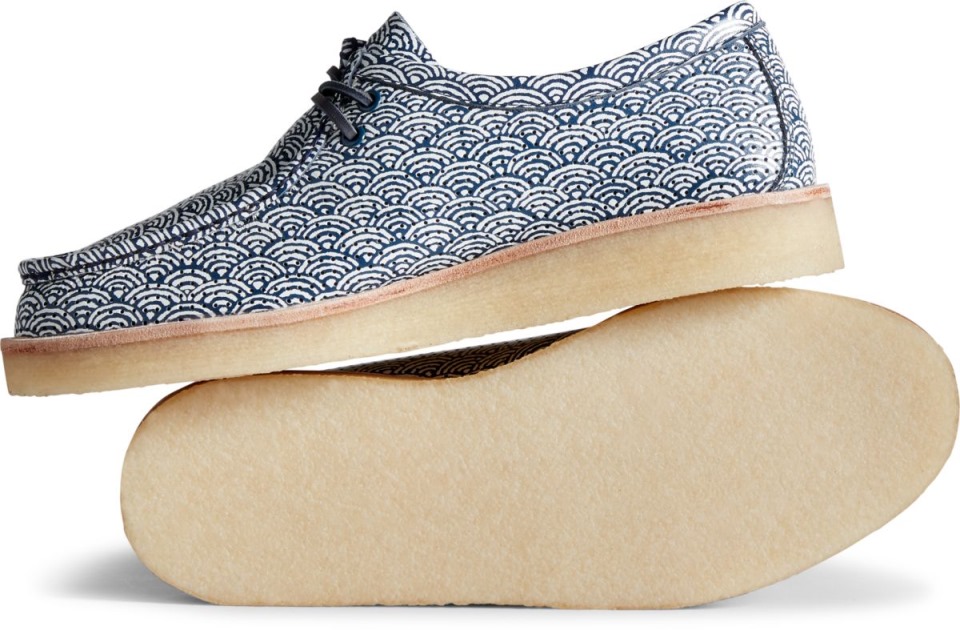 Estampado De Olas Del Capitán De La Nube Unisex Oxford Sperry Azul Marino