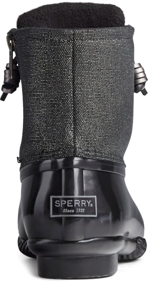 Bota Para Mujer Saltwater Sparkle Duck Weather Black Silver Sperry