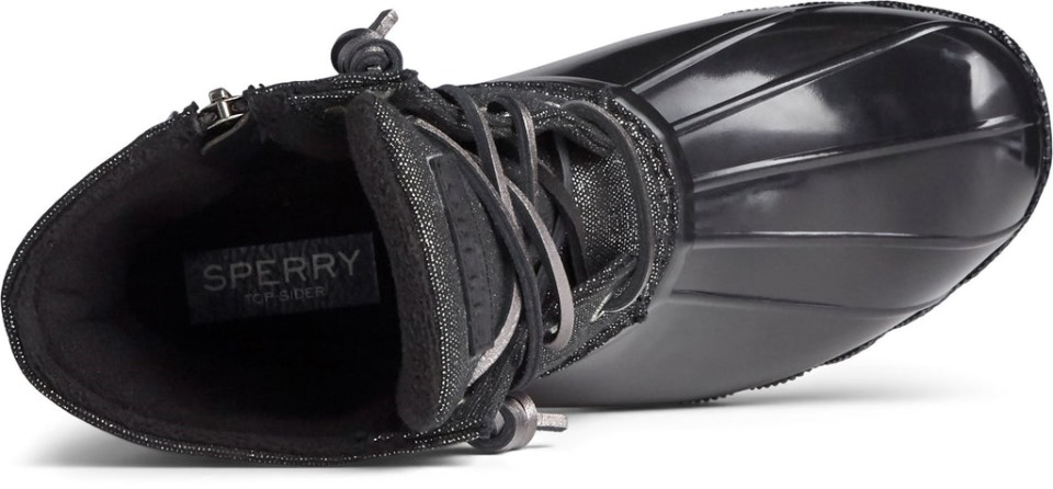 Bota Para Mujer Saltwater Sparkle Duck Weather Black Silver Sperry