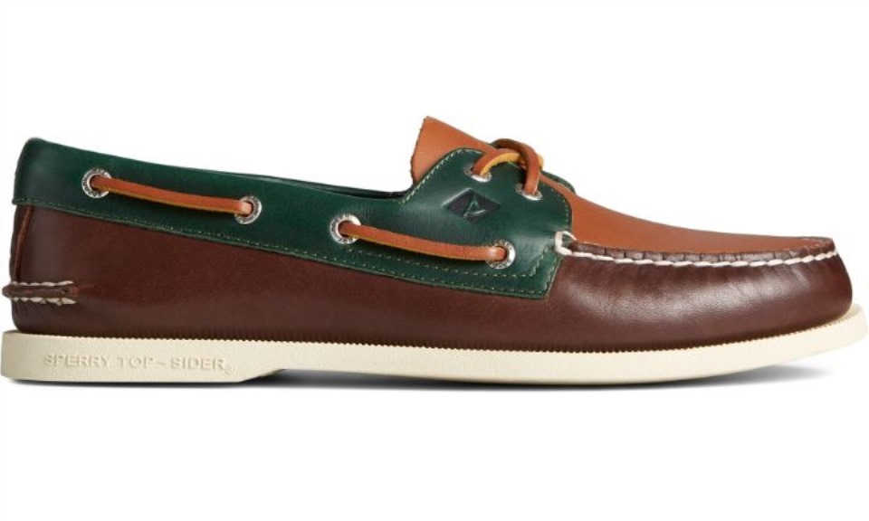 Marrón Sperry Tritono Original Auténtico De Hombre Con 2 Ojales