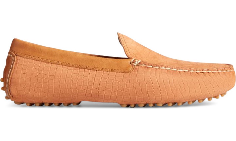 Sperry Men's Gold Cup Meridian Croc Embossed Driver Tan